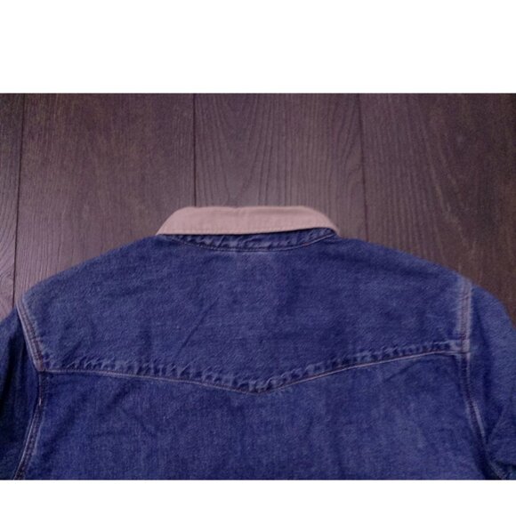 Levi's Strauss Blue Denim Long Sleeve Shirt Size Large Corduroy Collar - Picture 4 of 4